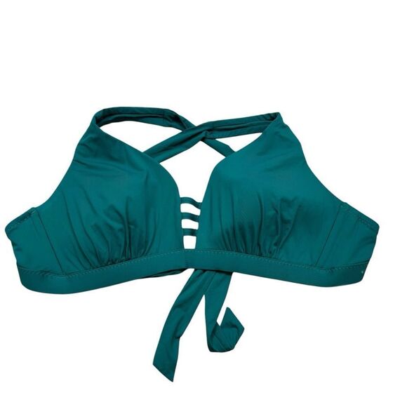 Becca Brand Dark Teal Tie Back Bikini‎ Top Size 1X - Picture 1 of 10